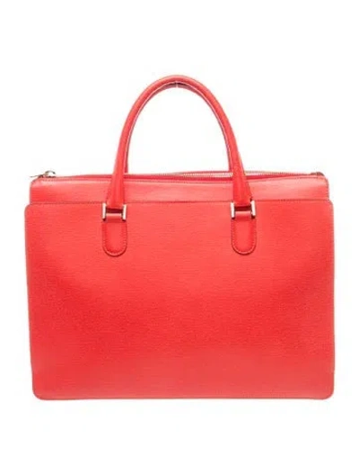 Pre-owned Valextra Leather Top Handle Bag In Red