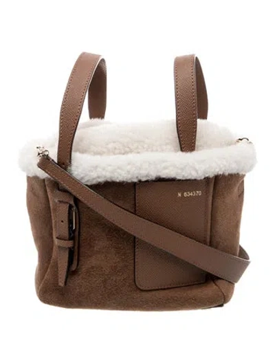 Pre-owned Valextra Leather Top Handle Bag W/ Tags In Brown