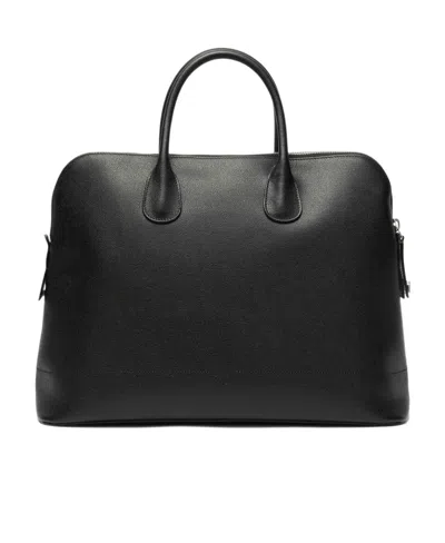 Valextra Leather Tote Bag In Black