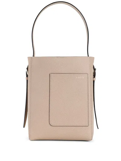 Valextra Leather Tote Bag In Neutrals