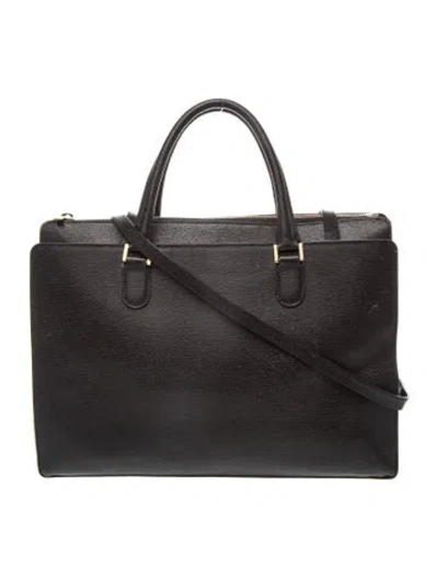 Pre-owned Valextra Leather Tote In Black