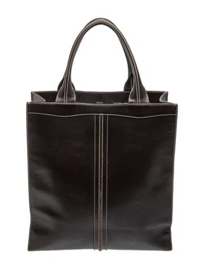 Pre-owned Valextra Leather Tote In Black