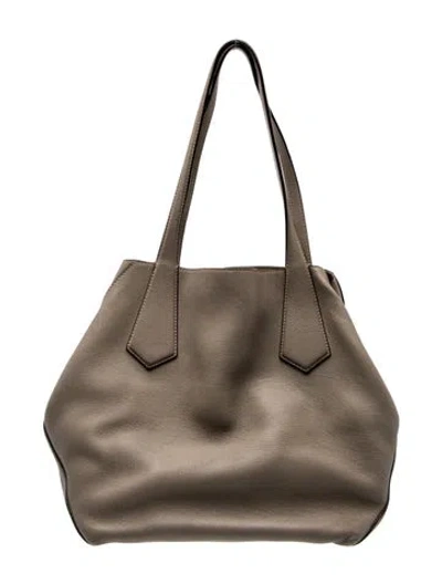Pre-owned Valextra Leather Tote In Grey