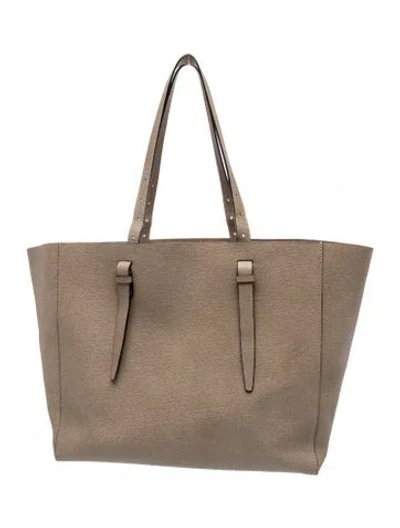 Pre-owned Valextra Leather Tote In Neutral