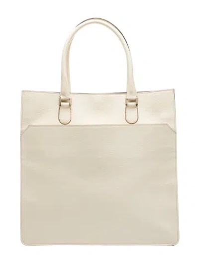 Pre-owned Valextra Leather Tote In Neutrals