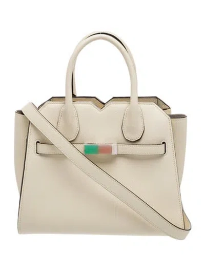 Pre-owned Valextra Leather Tote In Neutrals
