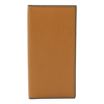 Valextra Leather Vertical 12 Card Long Wallet In Brown
