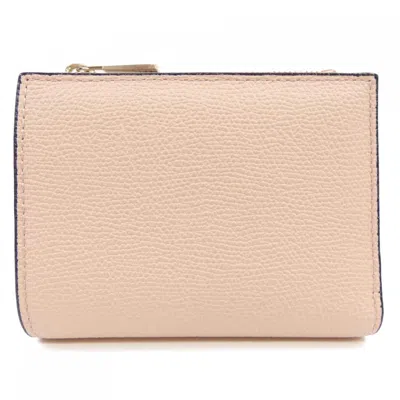 Pre-owned Valextra Leather Wallet (bi-fold) () In Pink