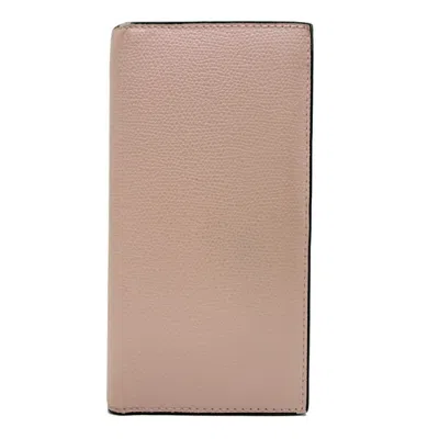 Pre-owned Valextra Leather Wallet (bi-fold) () In Pink