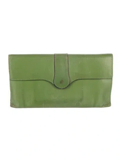Pre-owned Valextra Leather Wallet In Green