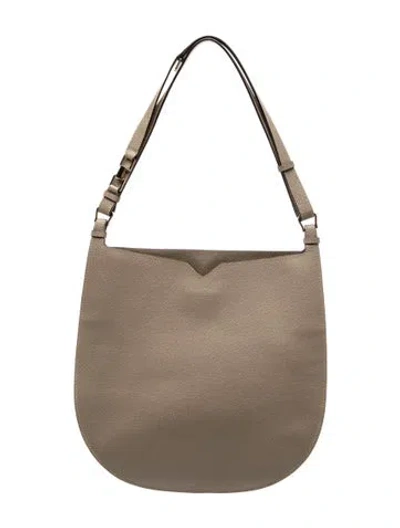 Pre-owned Valextra Leather Weekend Medium In Neutral