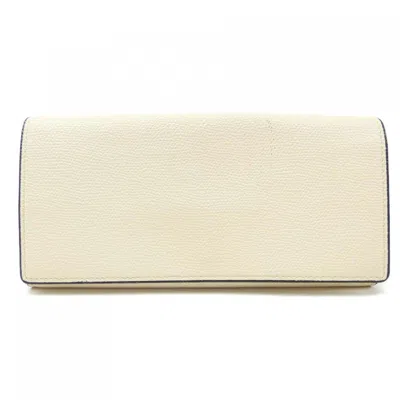 Pre-owned Valextra Long Wallet (bi-fold) () In White