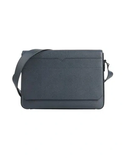 Valextra Man Cross-body Bag Navy Blue Size - Calfskin In Navy Blue