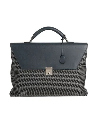 Valextra Man Handbag Navy Size - Nylon, Polyester, Kevlar, Calfskin In Blue