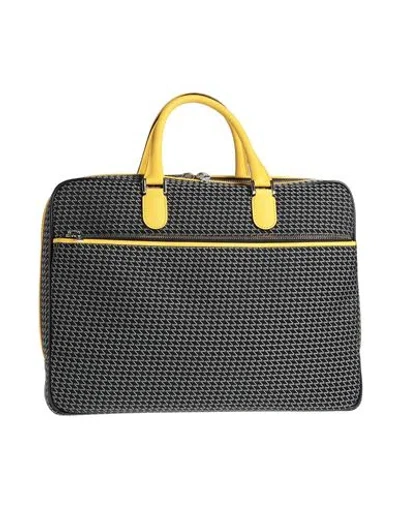Valextra Man Handbag Yellow Size - Leather, Textile Fibers