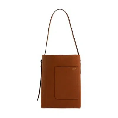 Valextra Medium Bucket Bag In Brown