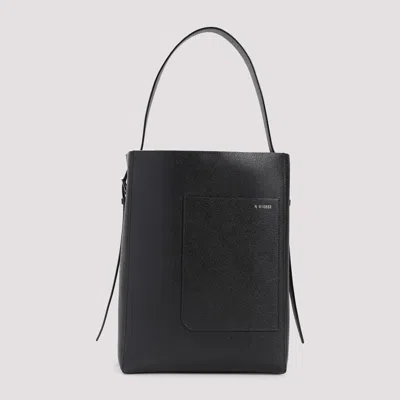 Valextra Medium Soft Grained Leather Tote Bag In Black