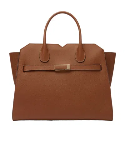 Valextra Medium Double Handle Handbag In Brown