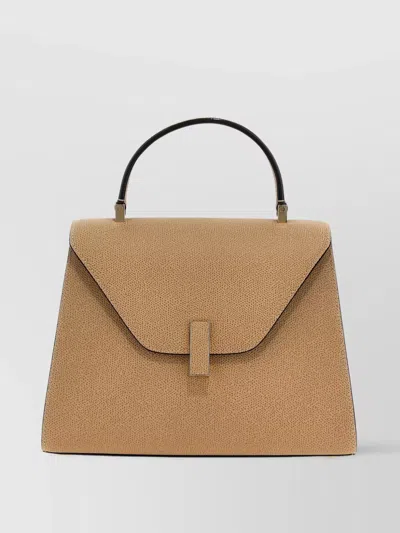 Valextra Medium Handbag With Adjustable Strap And Textured Finish In Beige
