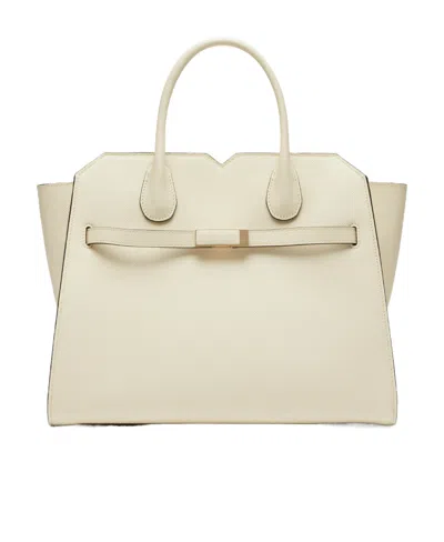 Valextra Medium Milano Leather Tote Bag In Nude
