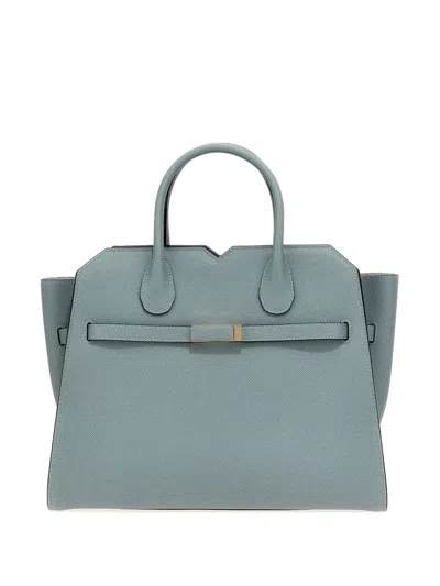 Valextra Medium Structured Handbag Metal Hardware In Gray