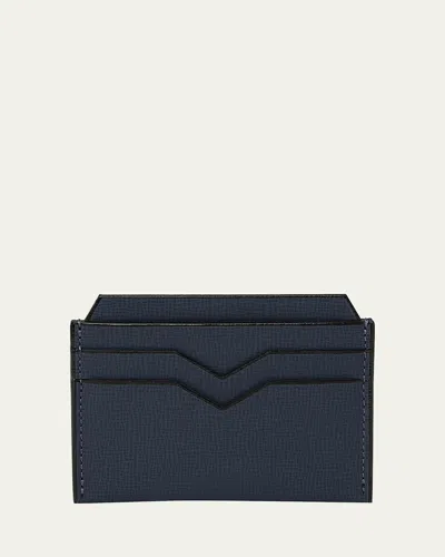 Valextra Men's 4 Card Holder In Dark Blue Bb