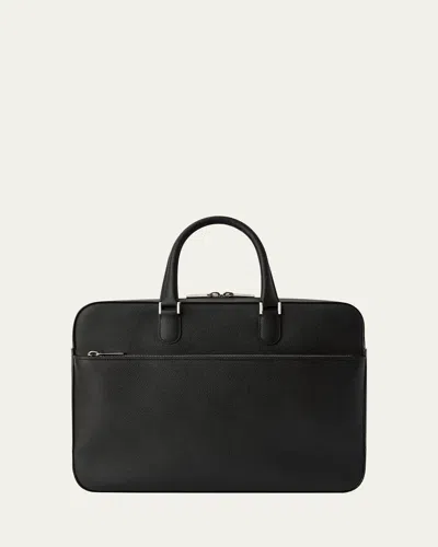 Valextra Men's Avietta Top-handle Calfskin Briefcase With Zip Pocket In Black