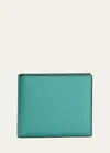 Valextra Men's Leather V-cut Bifold Wallet In Bcn Blu Oceano