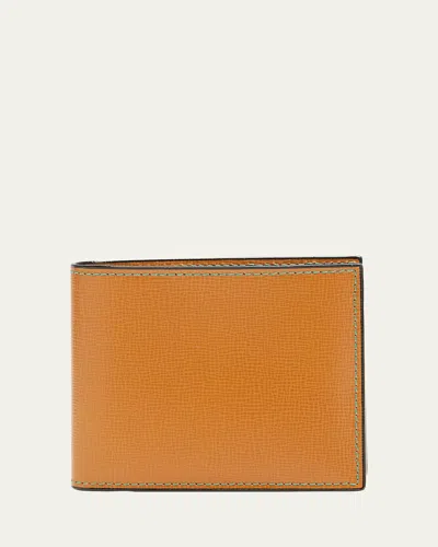 Valextra Men's Leather V-cut Bifold Wallet In Mh Avana