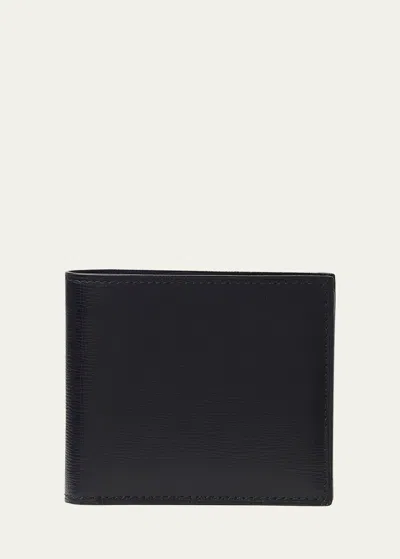 Valextra Men's Leather V-cut Bifold Wallet In Nero Nn