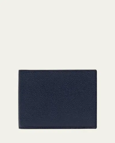 Valextra Men's Leather V-cut Bifold Wallet In Eucalipto