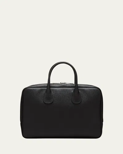 Valextra Men's Mylogo Leather Briefcase In Nero