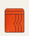 Valextra Men's V-cut Compact Pebble Leather Card Holder In Orange