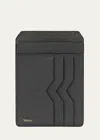 Valextra Men's V-cut Compact Pebble Leather Card Holder In Smokey London Gre