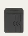 Valextra Men's V-cut Compact Pebble Leather Card Holder In Smokey London Grey