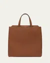 Valextra Men's V-line Calfksin Tote Bag In Brown