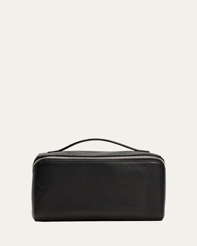 Valextra Men's V-line Soft Leather Toiletry Bag In Black