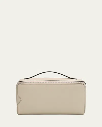 Valextra Men's V-line Soft Leather Toiletry Bag In Lino