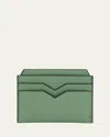 Valextra Men's V-slot Leather Card Case In Eucalipto