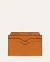 Valextra Men's V-slot Leather Card Case In Havana
