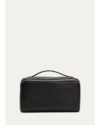Valextra Men's V-line Soft Leather Toiletry Bag In Black