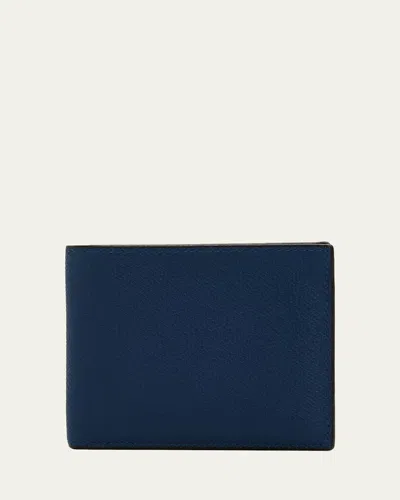 Valextra Men's V-line Soft Leather Toiletry Bag In Blue