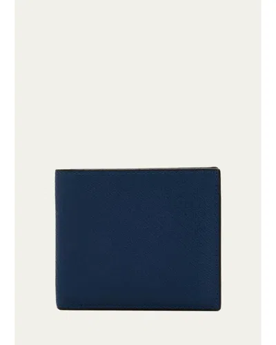 Valextra Men's V-line Soft Leather Toiletry Bag In Blue