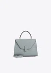 Valextra Micro Iside Leather Top Handle Bag In Blue
