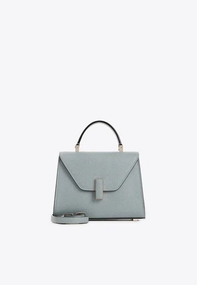 Valextra Micro Iside Leather Top Handle Bag In Blue