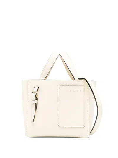 Valextra Micro Leather Bucket Bag In Neutral