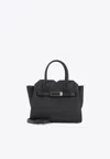 Valextra Micro Milano Leather Top Handle Bag In Black