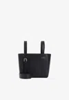 Valextra Micro Soft Leather Bucket Bag In Black