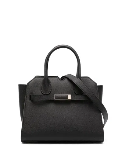 Valextra Structured Calf Leather Shoulder Bag In Black