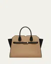Valextra Milano Bicolor Leather Top-handle Bag